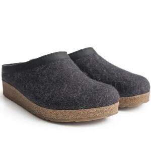 Haflinger Grizzly Charcoal Gray Boiled Wool Slippers